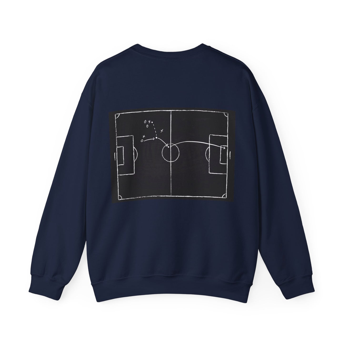 Soccer Tactics Crewneck Sweatshirt — Chalkboard Field Play Graphic
