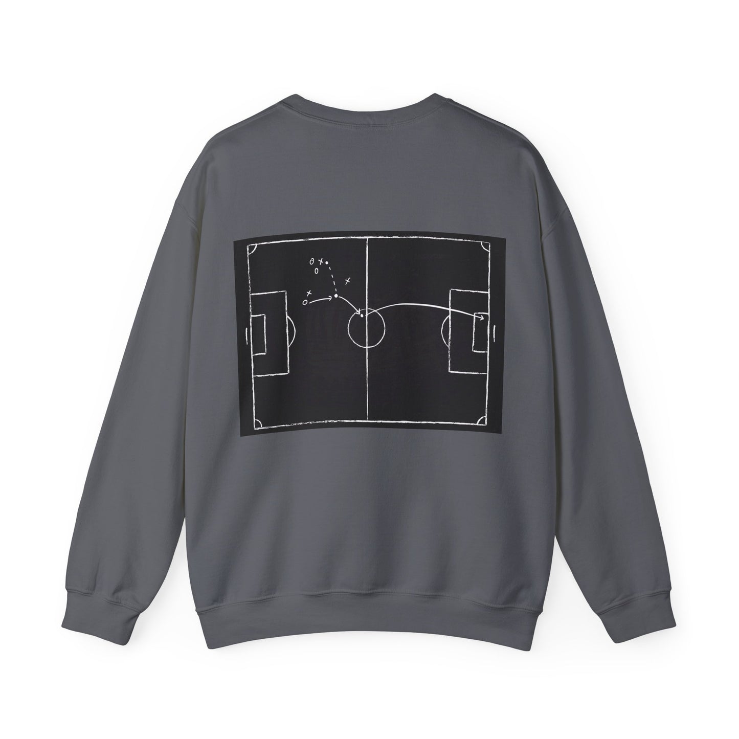 Soccer Tactics Crewneck Sweatshirt — Chalkboard Field Play Graphic
