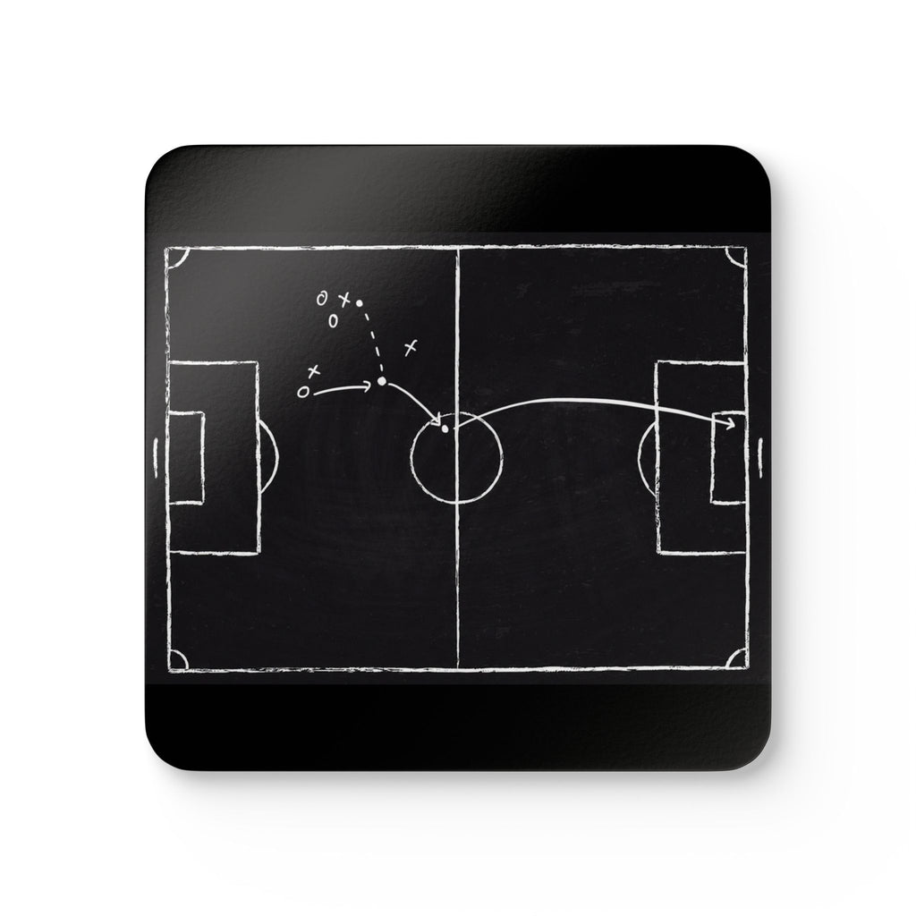 Football Chalkboard Strategy Corkwood Coaster Set