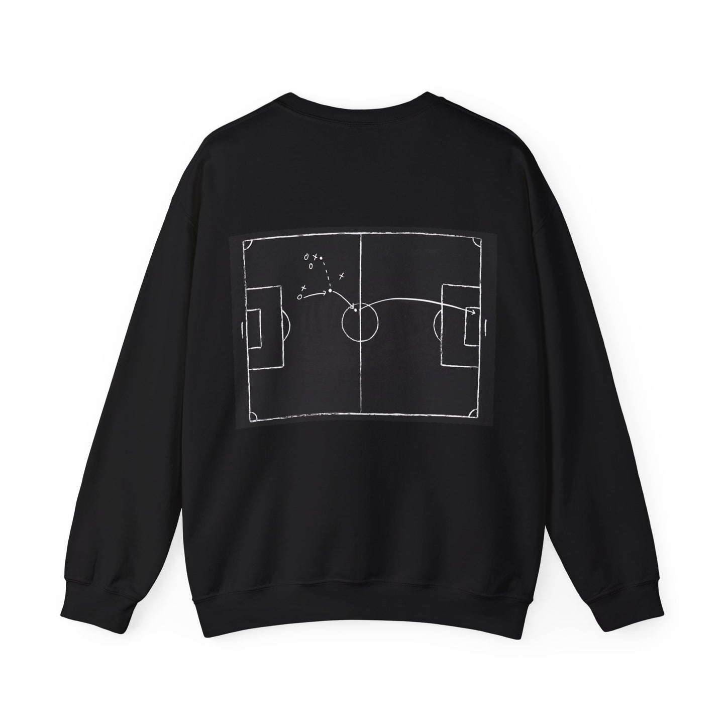 Soccer Tactics Crewneck Sweatshirt — Chalkboard Field Play Graphic