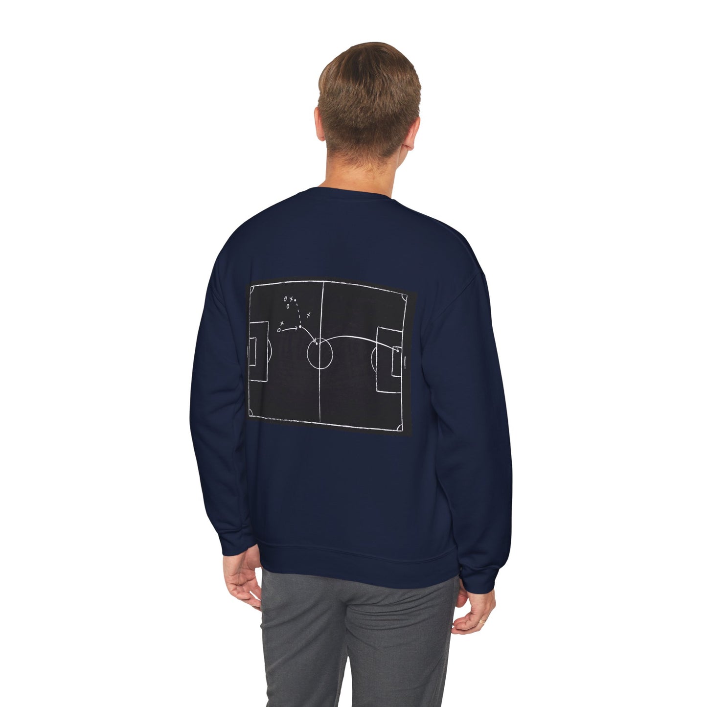 Soccer Tactics Crewneck Sweatshirt — Chalkboard Field Play Graphic
